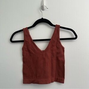 Free People burnt orange brown ribbed tank
